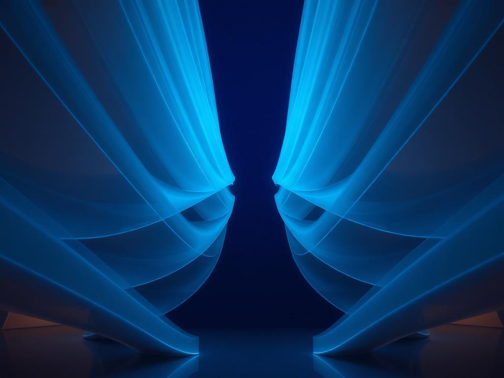 Abstract layered ribbons converging across distributed locations