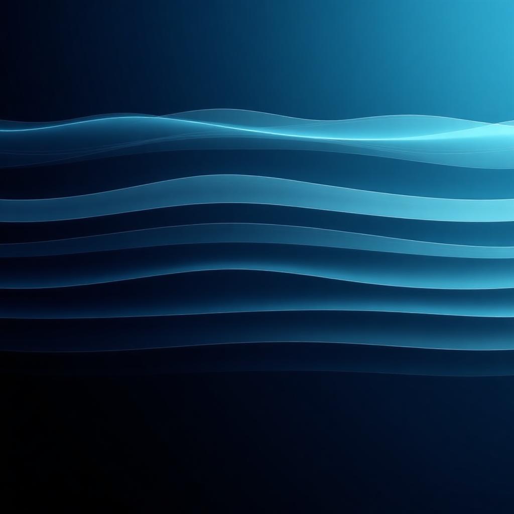Stacked translucent bands resembling sound waveform strata